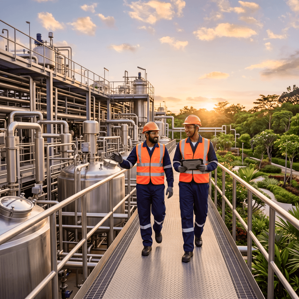 Arosolv engineers on site at the processing facility